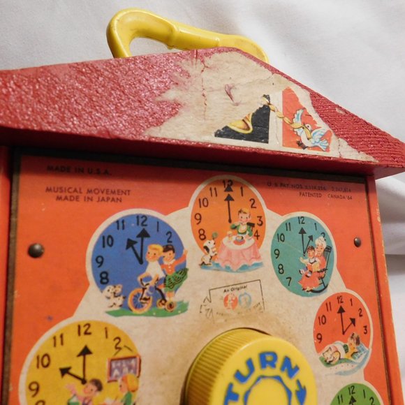 Vintage Fisher Price Music Box Teaching Clock Toy 1968 - Picture 3 of 10